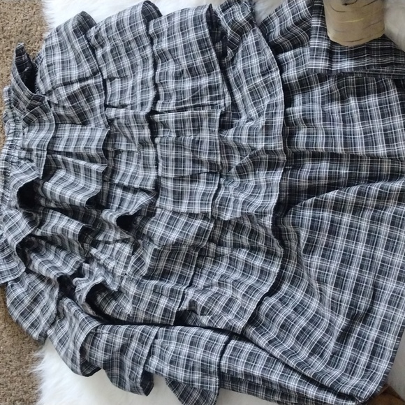 Unbranded Plaid Tiered Midi Skirt - Black - Picture 2 of 2